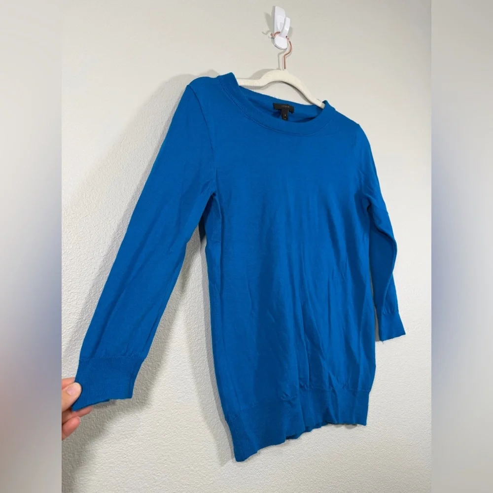 J. Crew Sweater Crew Top Pullover Vibrant Blue Knit Top 100% Merino Wool Women S